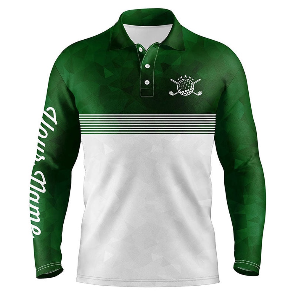 Green And White Men’s Golf Polo Shirts Custom Name Golf Shirts For Men, Golf Polo Shirt, Golf Shirts