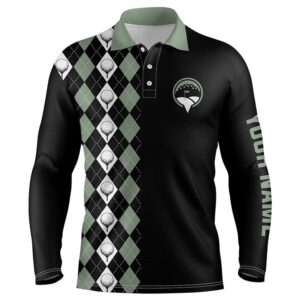 Green Argyle Pattern Black Men s Golf Polo Shirts Custom Name Golf Tops For Men s Golf Polo Shirt Golf Shirts 2 ic3kan.jpg