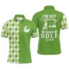 Green Argyle Pattern Santa Golfer Custom Men’s Christmas Best Team Golf Shirts, Golf Polo Shirt, Golf Shirts