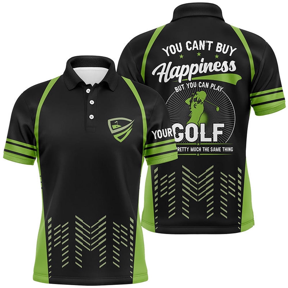 Green Black Men’s Golf Polo Shirts Custom You Can’T Buy Happiness But You Can Play Golf, Golf Outfits, Golf Polo Shirt, Golf Shirts Green Black Men’s Golf Polo Shirts Custom You Can’T Buy Happiness But You Can Play Golf, Golf Outfits, Golf Polo Shirt, Golf Shirts