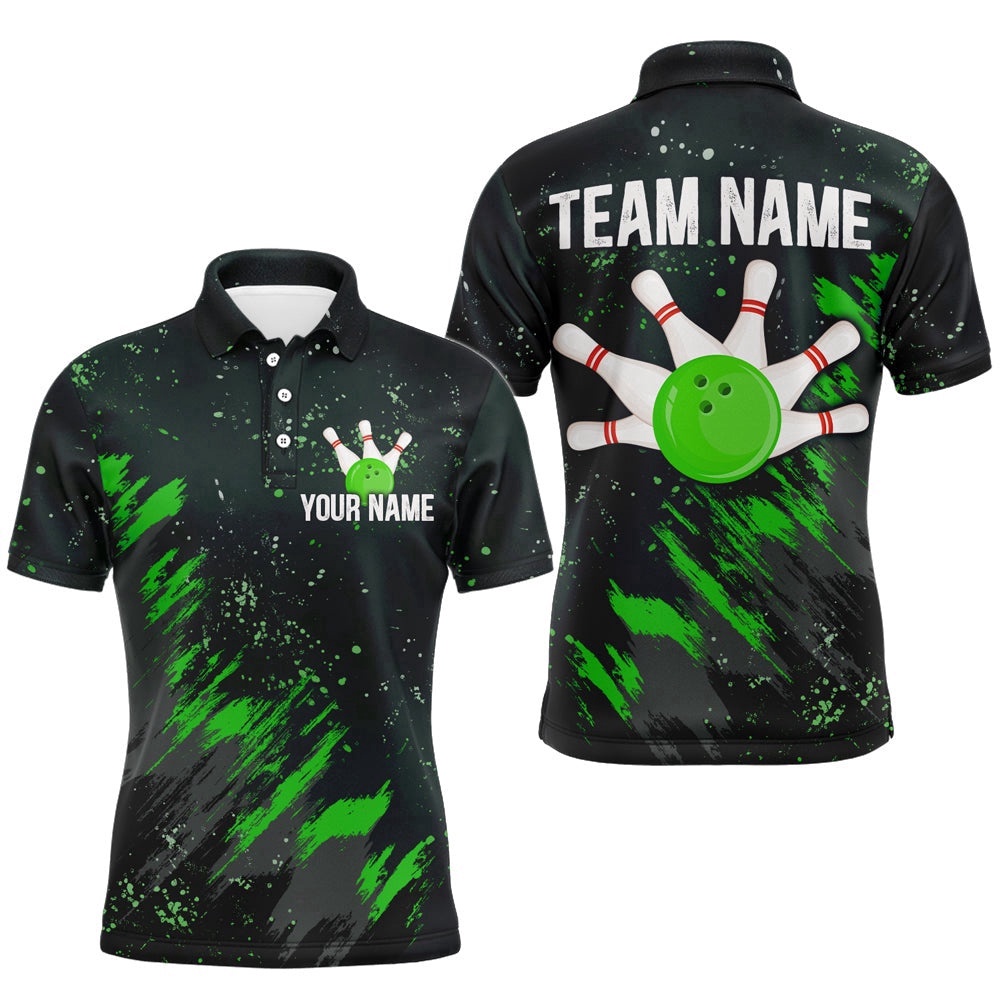 Green Bowling Polo Shirt Team Custom Bowling Polo Shirt For Men & Women, Personalized Bowling Team Shirt