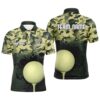 Green Camo Pattern Custom Name White Men’s Team Golf Tops For Men, Golf Polo Shirt, Golf Shirts