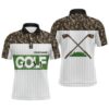 Green Camo Pattern Custom Name White Men’s Team Golf Tops For Men, Golf Polo Shirt, Golf Shirts