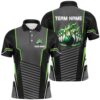 Green Flame Bowling Polo Shirts Men & Women Custom Bowling Team League Polo Shirt, Personalized Bowling Team Shirt