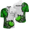 Green Flame Skull Unisex Bowling Team Shirts, Strike Bowling Jersey For Men Women, Custom Bowling Team Jersey Shirt Green Flame Skull Unisex Bowling Team Shirts, Strike Bowling Jersey For Men Women, Custom Bowling Team Jersey Shirt