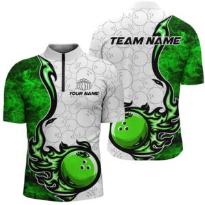 Green Flame Bowling Shirts For Men Bowling&hellip;