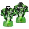 Green Grunge Shamrock Mens Polo Bowling Shirts Custom St Patrick Day Team League Bowling Polo Shirt, Personalized Bowling Team Shirt