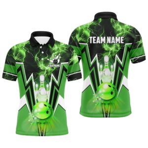 Green Lightning Thunder Bowling Polo, Zip Shirt&hellip;
