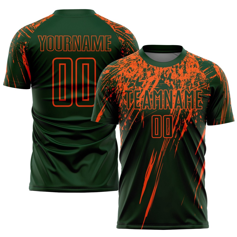 Green Orange Sublimation Soccer Uniform Jersey, Custom Team Soccer Jersey Shirt