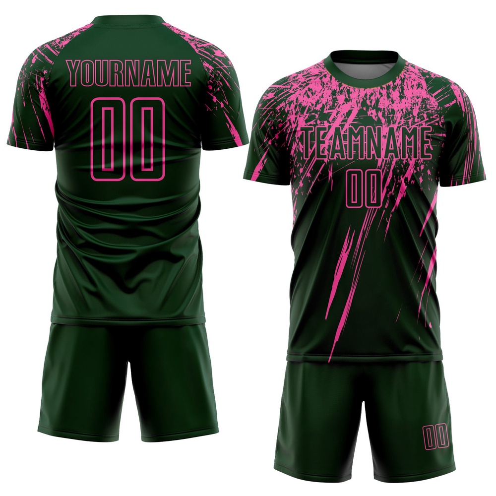 Green Pink Sublimation Soccer Uniform Jersey, Custom Team Soccer Jersey Shirt