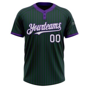 Green Purple Pinstripe White Two Button Unisex Softball Jersey Custom Team Softball Jersey 2 sdbezu.jpg