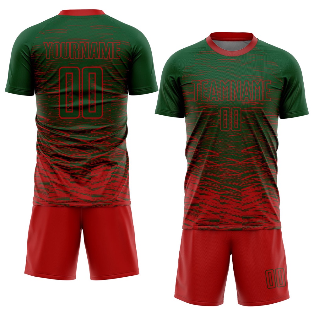 Green Red Sublimation Soccer Uniform Jersey, Custom Team Soccer Jersey Shirt