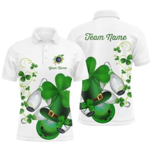 Green Shamrock Mens Polo Bowling Shirts Custom&hellip;