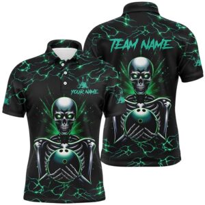 Green Skull Lightning Bowling Polo Shirt For&hellip;
