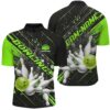 Green Thunder Lightning American Flag Unisex Bowling Team Shirts, Patriotic Bowlers Outfit, Custom Bowling Team Jersey Shirt