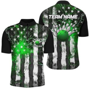 Green Thunder Lightning American Flag Unisex Bowling&hellip;