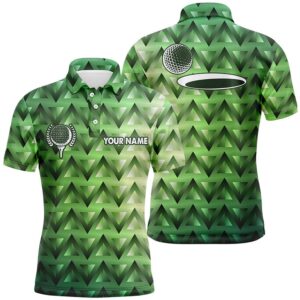 Green Triangle Pattern Men’s Golf Polo Shirts&hellip;