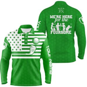 Green White American Flag Men s Golf Polo Shirts Custom Name We Re Here For The Foursome Golf Gifts Golf Polo Shirt Golf Shirts 2 fchnzi.jpg