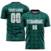 Green White Geometric Shapes Sublimation Soccer Uniform Jersey, Custom Team Soccer Jersey Shirt