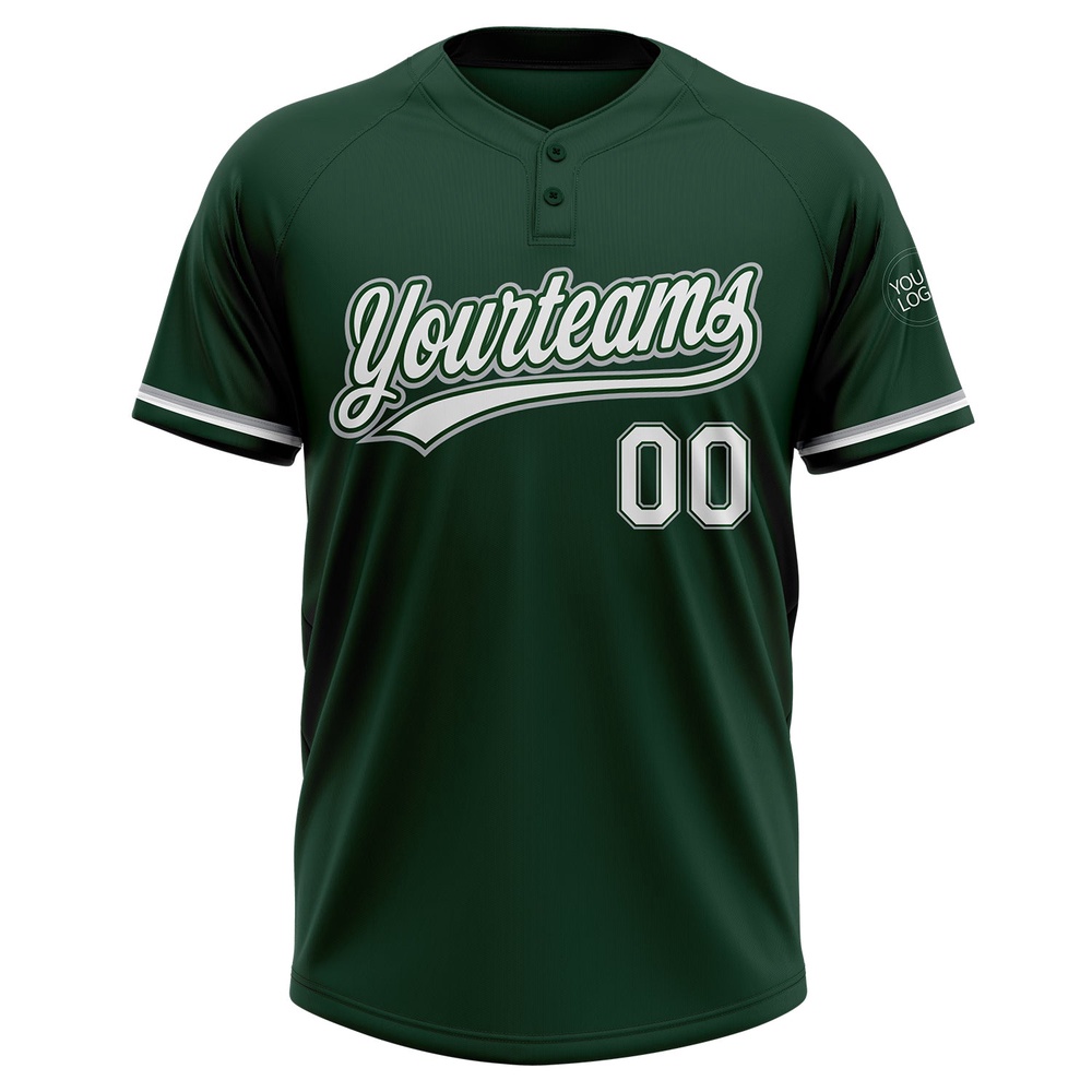 Green White Gray Two Button Unisex Softball Jersey, Custom Team Softball Jersey