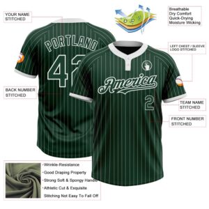 Green White Pinstripe White Two Button Unisex Softball Jersey Custom Team Softball Jersey 3 v3fhll.jpg