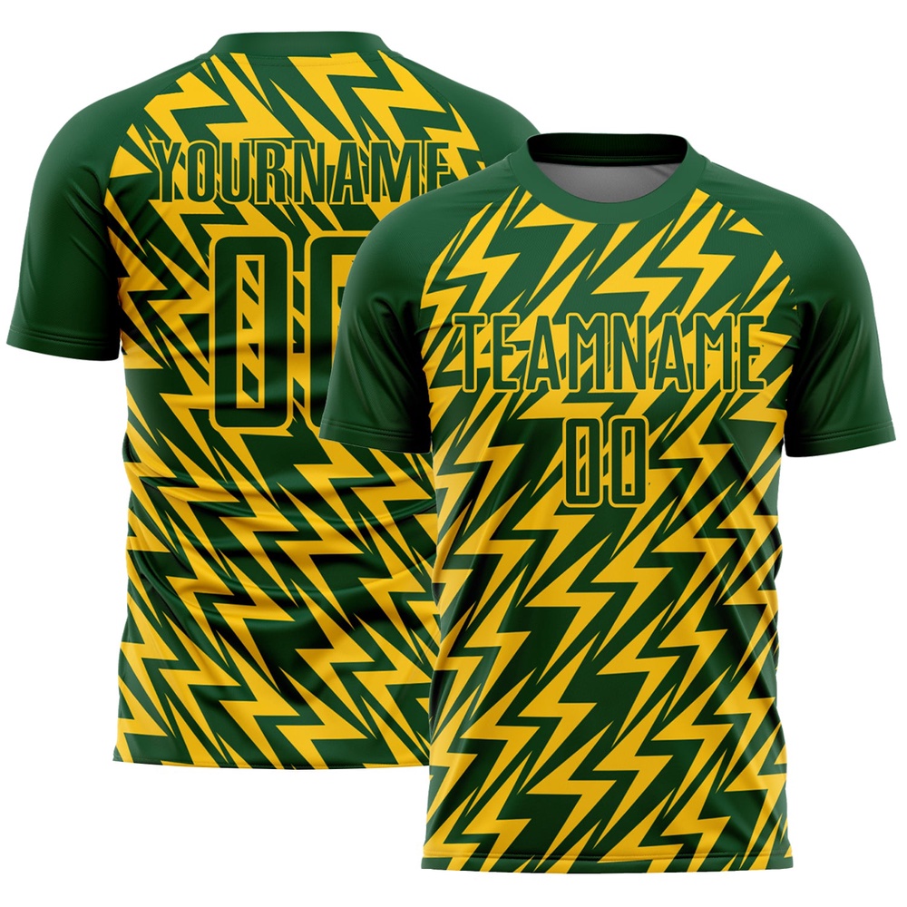 Green Yellow Lightning Sublimation Soccer Uniform Jersey, Custom Team Soccer Jersey Shirt Green Yellow Lightning Sublimation Soccer Uniform Jersey, Custom Team Soccer Jersey Shirt