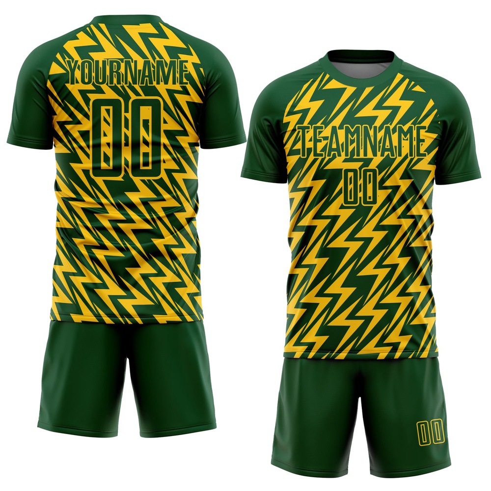 Green Yellow Lightning Sublimation Soccer Uniform Jersey, Custom Team Soccer Jersey Shirt Green Yellow Lightning Sublimation Soccer Uniform Jersey, Custom Team Soccer Jersey Shirt