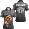 Grunge Michigan Archery Men Polo Shirts, Custom Team Name Patriotic Michigan Flag Archery Polo, Custom Archery Team Polo Shirt