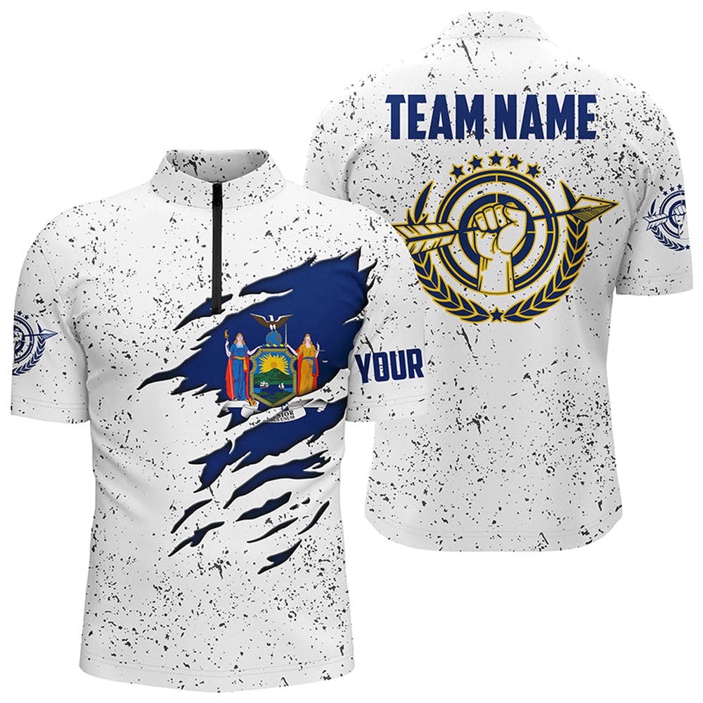 Grunge New York Archery Men Jersey Custom Patriotic New York Flag Shirts For Archers, Custom Archery Team Shirt