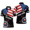 Grunge US Flag Archery Polo Shirts Custom Patriotic Archery Polo, Custom Archery Team Polo Shirt