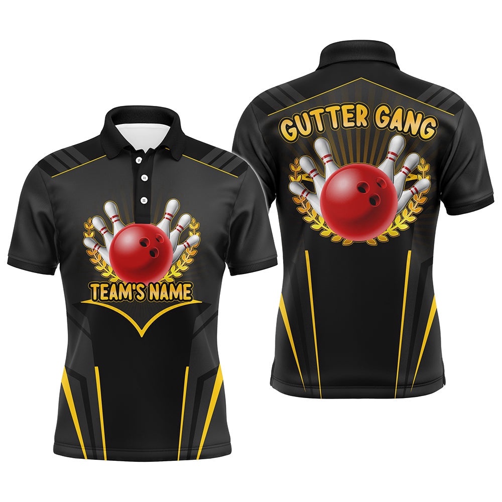 Gutter Gang Funny Bowling Shirt For Men Custom Bowling Polo Shirt For Team Print Bowling Polo Shirt, Personalized Bowling Team Shirt