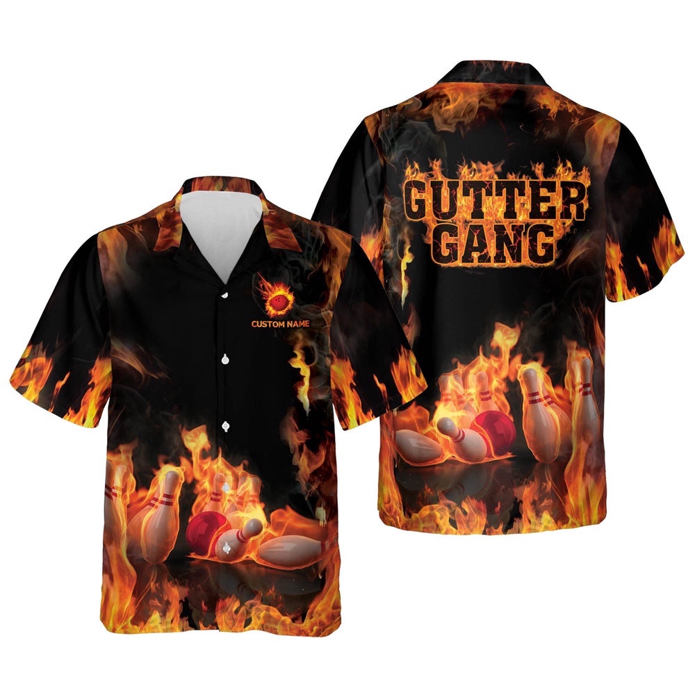 Gutter Gang Hawaiian Bowling Shirts, Custom Bowling Shirt, Custom Team Bowling Hawaiian Shirt