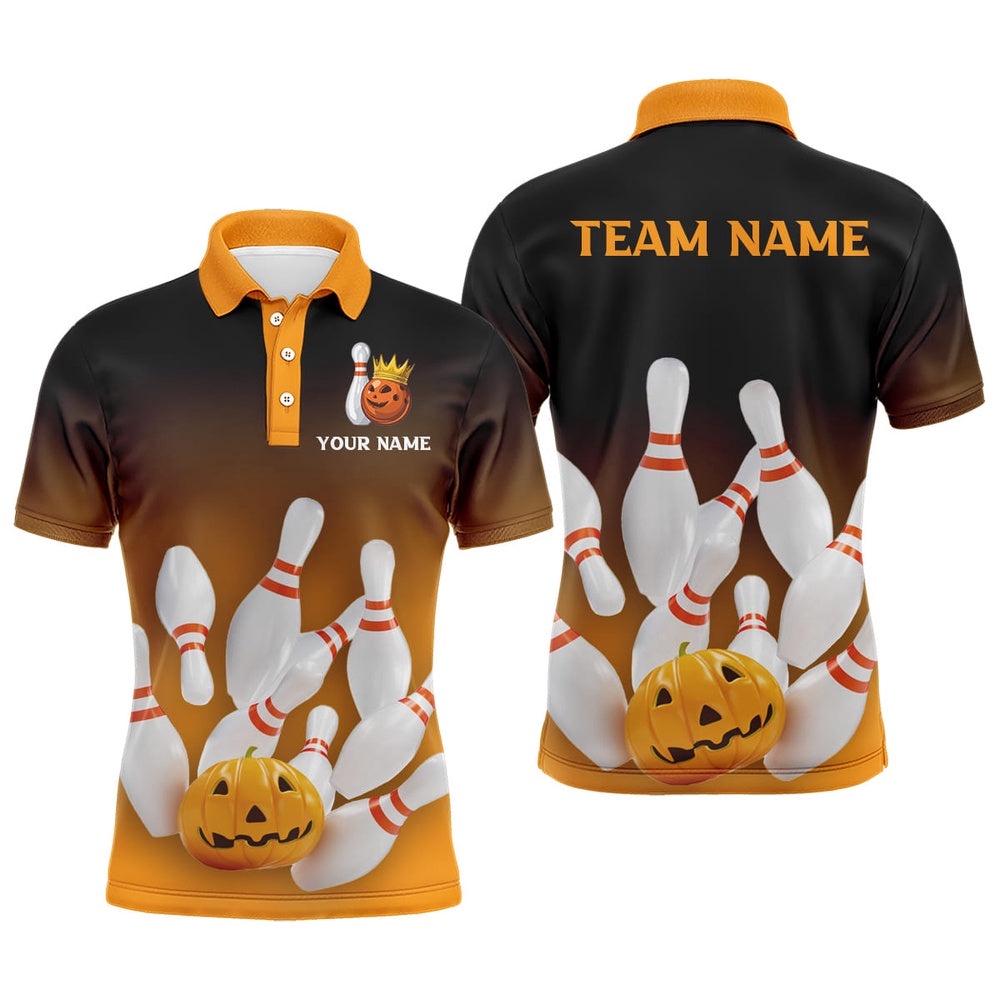 Haloween Bowling Shirt Men’s Bowling Team Polo Shirt American Bowling Polo Shirt, Personalized Bowling Team Shirt