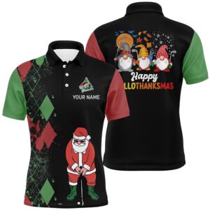 Happy Hallothanksmas Christmas Argyle Santa Playing Golf&hellip;