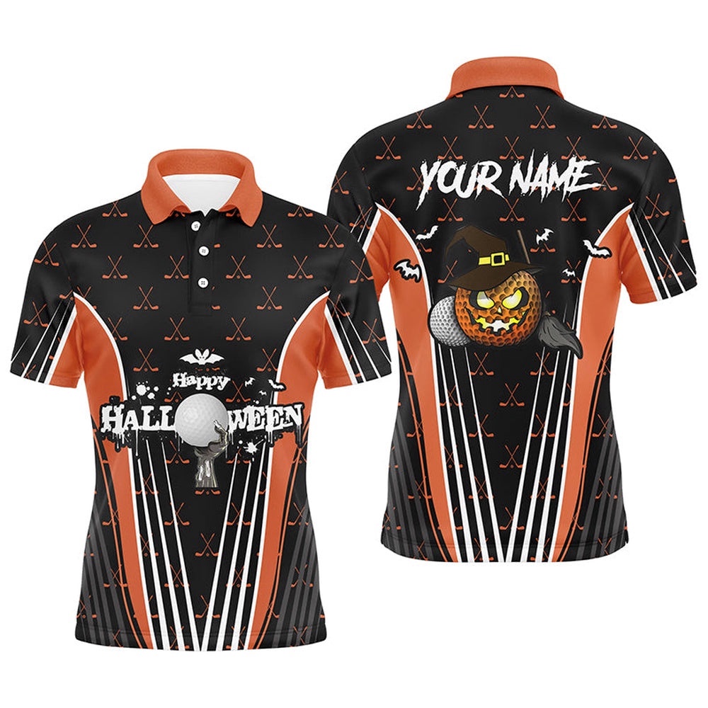 Happy Halloween Men’s Golf Polo Shirts Custom Orange Black Golf Shirts For Men, Crazy Golf Gifts, Golf Polo Shirt, Golf Shirts Happy Halloween Men’s Golf Polo Shirts Custom Orange Black Golf Shirts For Men, Crazy Golf Gifts, Golf Polo Shirt, Golf Shirts