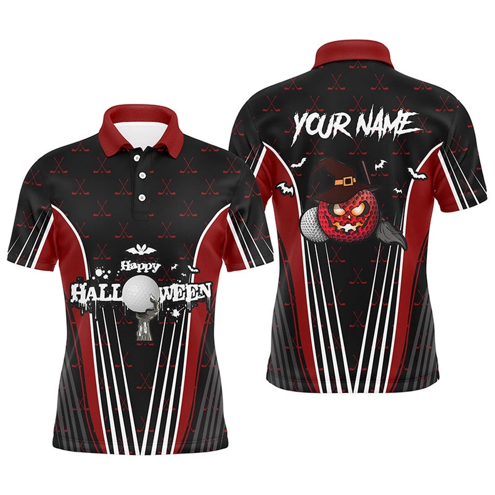 Happy Halloween Men’s Golf Polo Shirts Custom Red Black Golf Shirts For Men, Crazy Golf Gifts, Golf Polo Shirt, Golf Shirts Happy Halloween Men’s Golf Polo Shirts Custom Red Black Golf Shirts For Men, Crazy Golf Gifts, Golf Polo Shirt, Golf Shirts