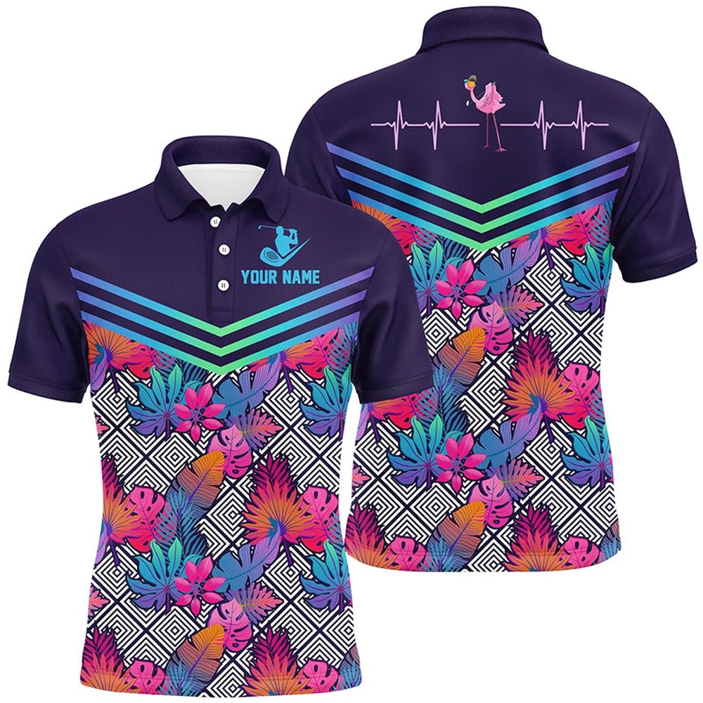 Heart Beat Flamingo Multicolor Tropical Men’s Golf Polo Shirts Custom Golf Shirts For Men, Golf Polo Shirt, Golf Shirts Heart Beat Flamingo Multicolor Tropical Men’s Golf Polo Shirts Custom Golf Shirts For Men, Golf Polo Shirt, Golf Shirts