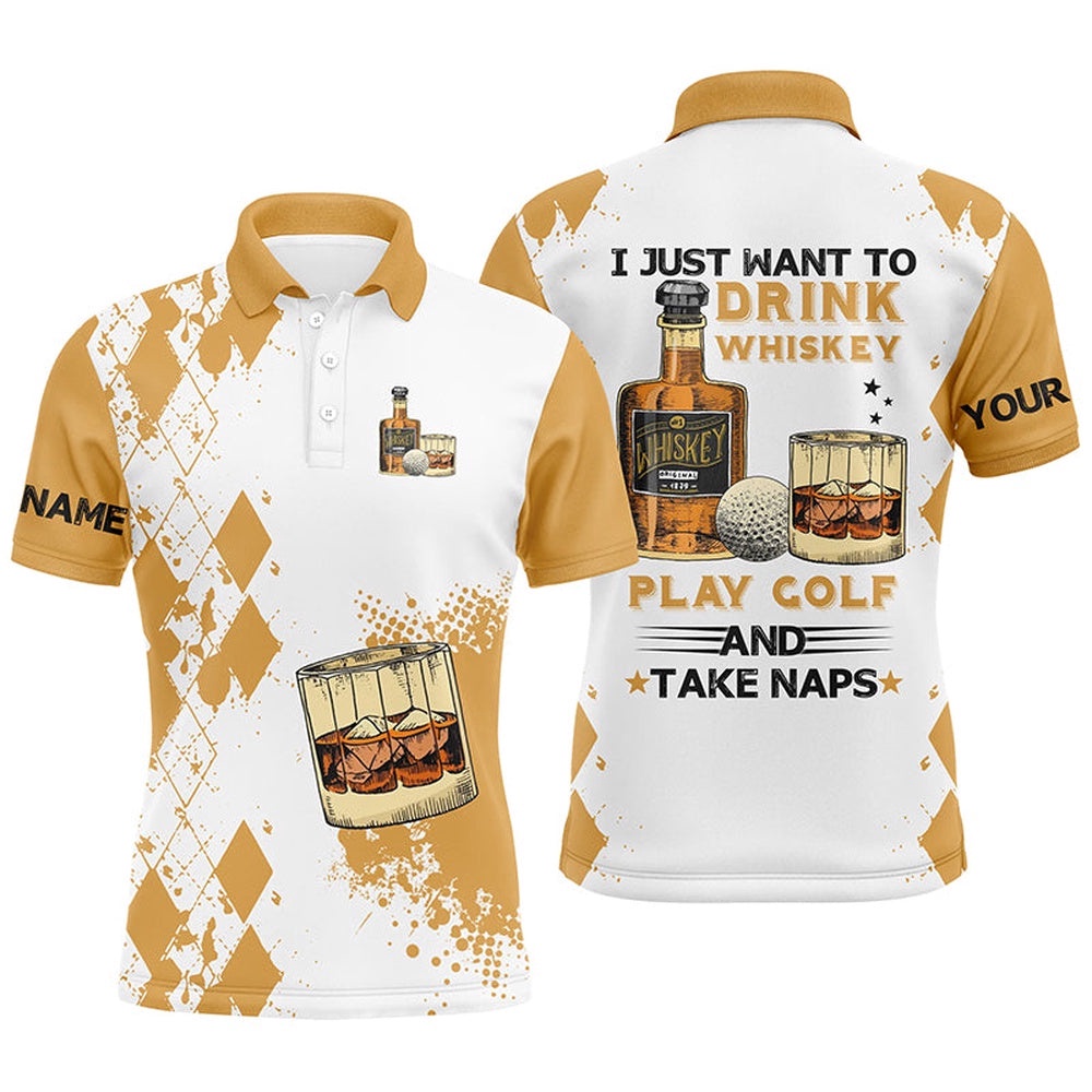 I Just Want To Drink Whiskey Golf Men’s Polo Shirts Customized Yellow Argyle Golf Shirts For Men, Golf Polo Shirt, Golf Shirts I Just Want To Drink Whiskey Golf Men’s Polo Shirts Customized Yellow Argyle Golf Shirts For Men, Golf Polo Shirt, Golf Shirts