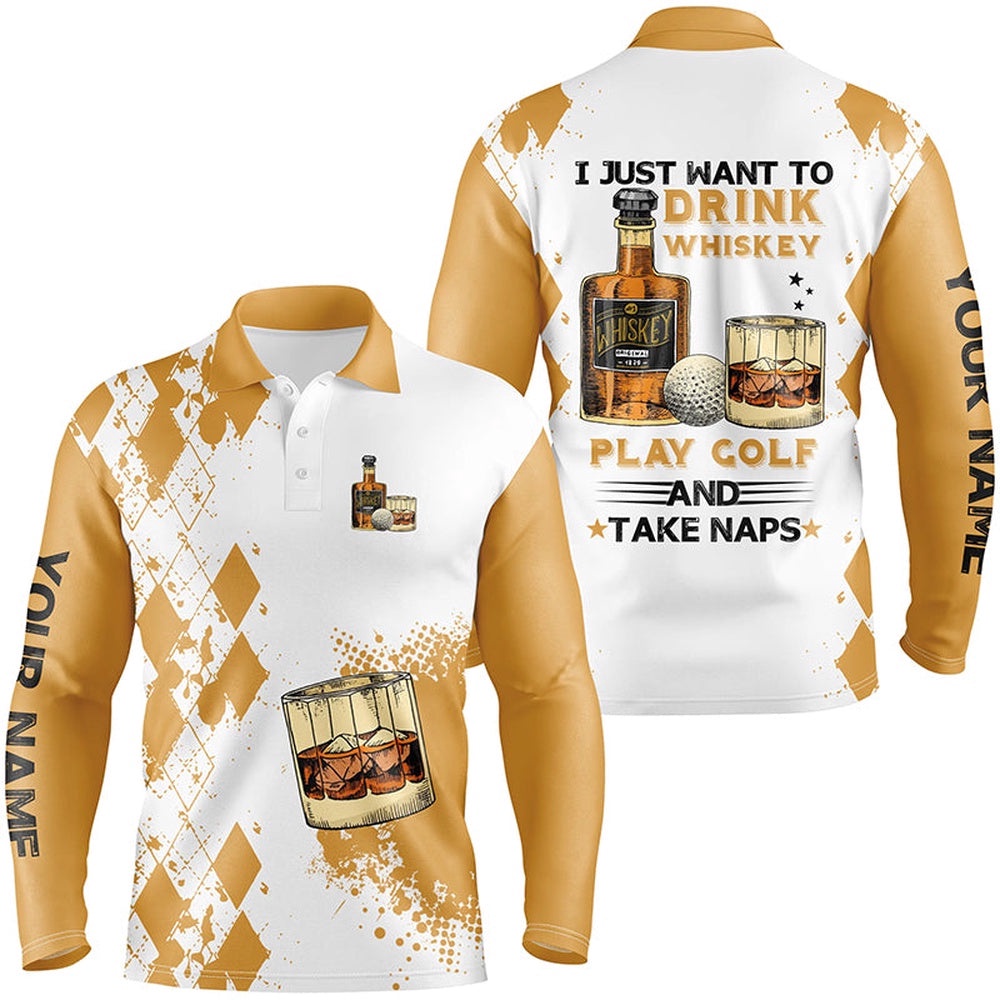 I Just Want To Drink Whiskey Golf Men’s Polo Shirts Customized Yellow Argyle Golf Shirts For Men, Golf Polo Shirt, Golf Shirts I Just Want To Drink Whiskey Golf Men’s Polo Shirts Customized Yellow Argyle Golf Shirts For Men, Golf Polo Shirt, Golf Shirts