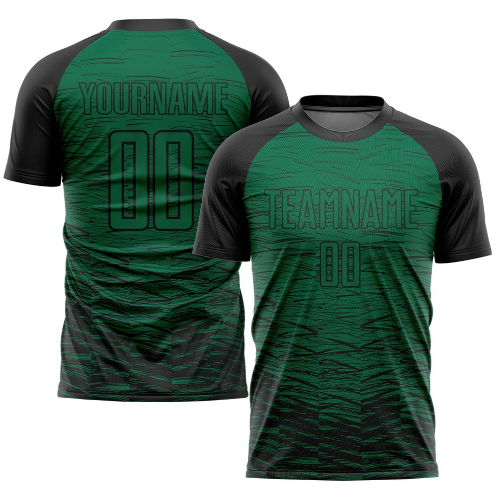 Kelly Green Black Sublimation Soccer Uniform Jersey, Custom Team Soccer Jersey Shirt