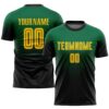 Kelly Green Gold Black Sublimation Long Sleeve Fade Fashion Soccer Uniform Jersey, Custom Team Soccer Jersey Shirt