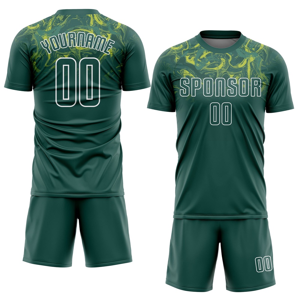 Kelly Green Kelly Green Gold Sublimation Soccer Uniform Jersey, Custom Team Soccer Jersey Shirt