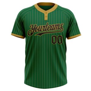 Kelly Green Old Gold Pinstripe Black Two Button Unisex Softball Jersey Custom Team Softball Jersey 2 untzo4.jpg