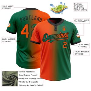 Kelly Green Orange Black Gradient Fashion Two Button Unisex Softball Jersey Custom Team Softball Jersey 3 mxvazu.jpg