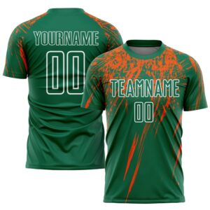 Kelly Green Orange White Sublimation Soccer Uniform&hellip;