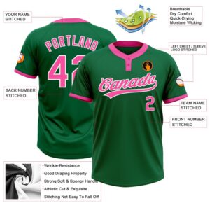 Kelly Green Pink White Two Button Unisex Softball Jersey Custom Team Softball Jersey 3 qasgyz.jpg