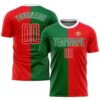 Kelly Green Red White Sublimation Soccer Uniform Jersey, Custom Team Soccer Jersey Shirt