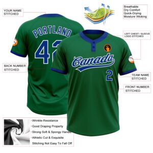 Kelly Green Royal White Two Button Unisex Softball Jersey Custom Team Softball Jersey 3 firw6w.jpg