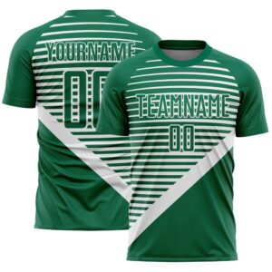 Kelly Green White Stripes Sublimation Soccer Uniform&hellip;