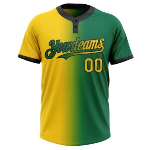 Kelly Green Yellow Black Gradient Fashion Two Button Unisex Softball Jersey Custom Team Softball Jersey 2 prockq.jpg